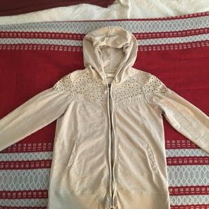 Feather and Bone, Eyelet crochet zip-up hoodie